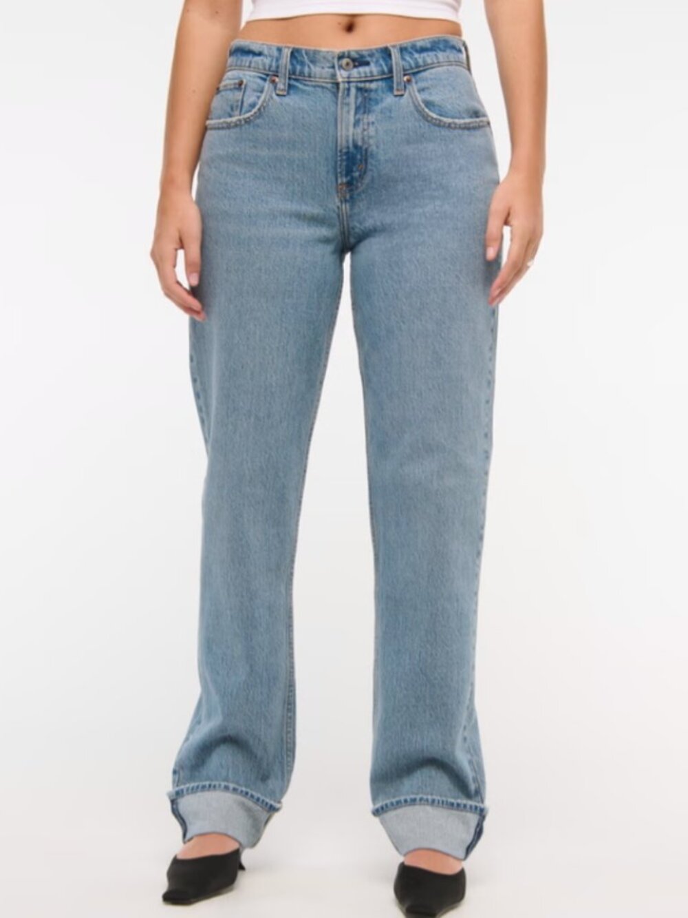 Abercrombie & Finch The Baggy Low Rise Curve Love Cuffed Jeans 18 34